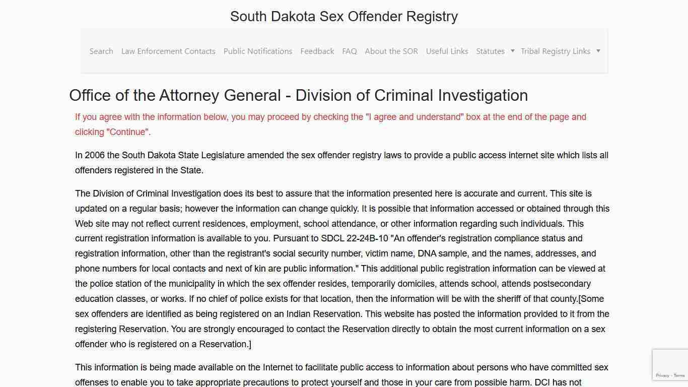 South Dakota Sex Offender Registry