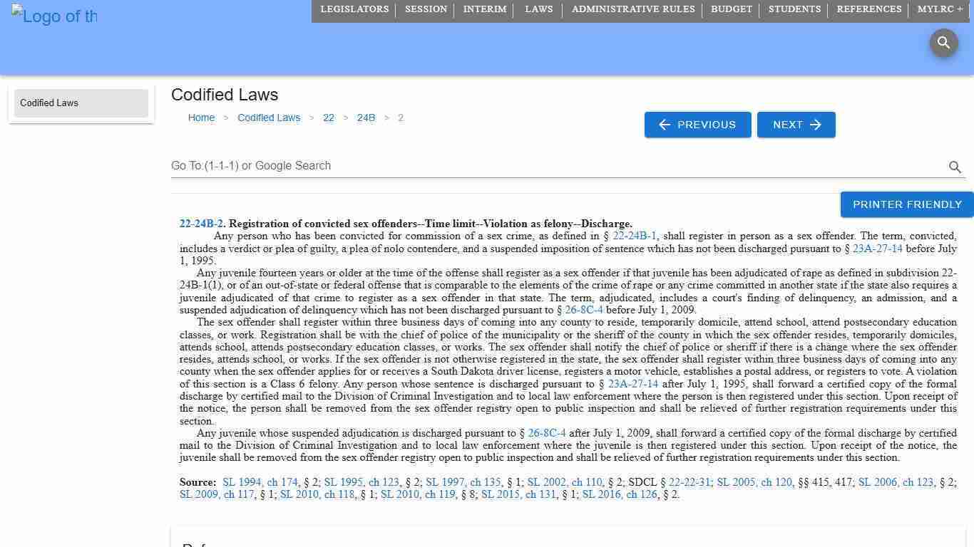 Codified Law 22-24B-2 | South Dakota Legislature