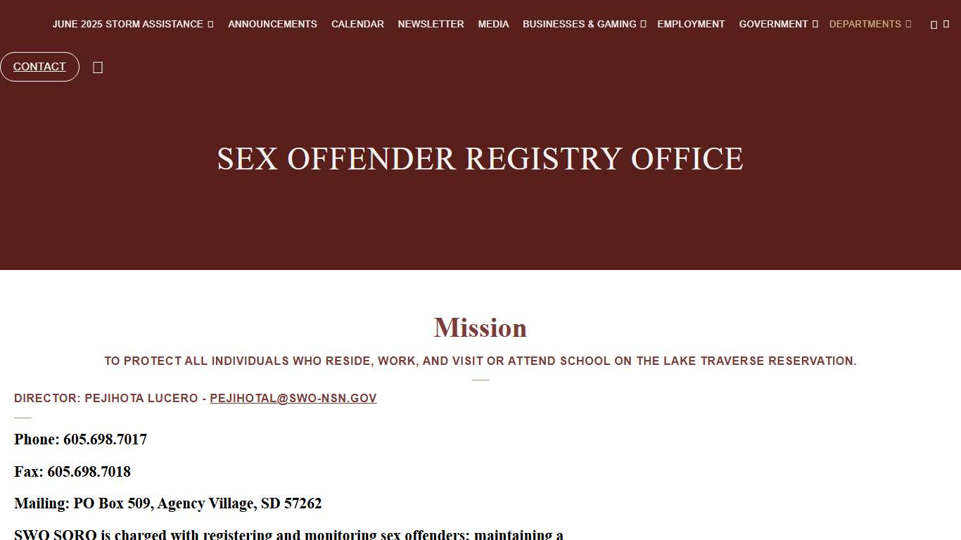 Sex Offender Registry Office | SWO