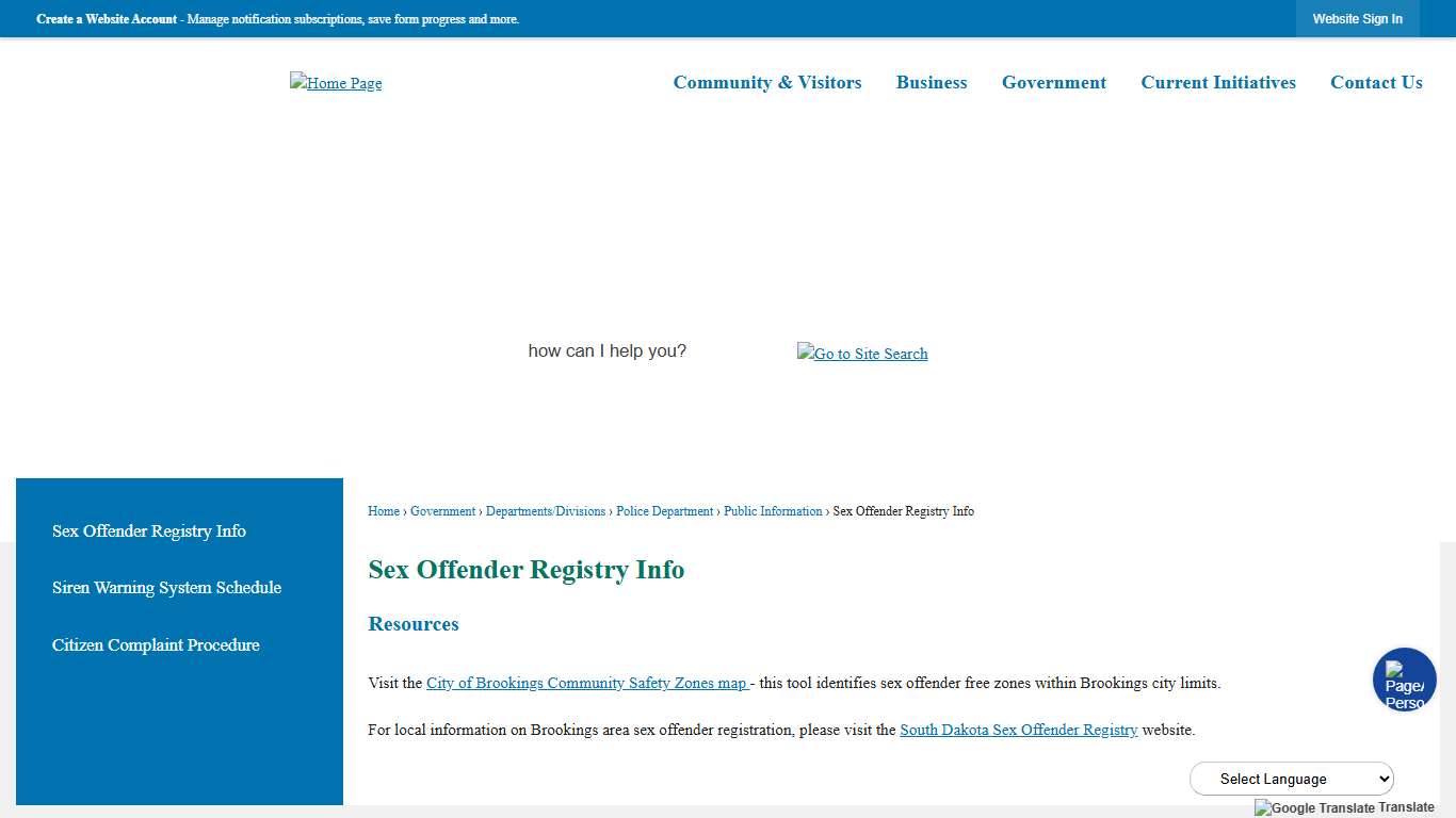 Sex Offender Registry Info | Brookings, SD - Official Website
